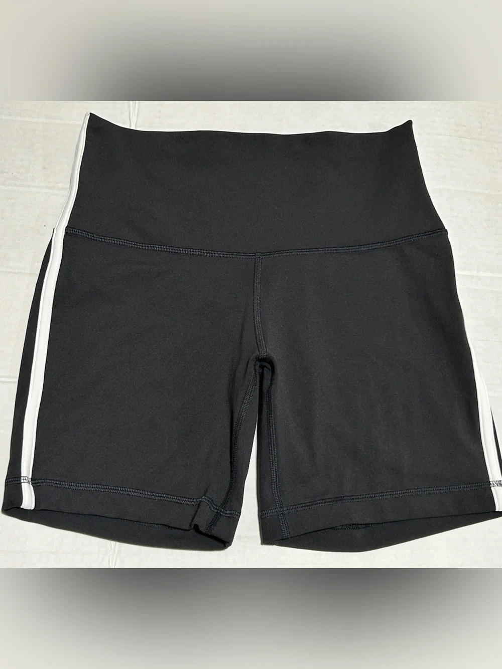 lululemon athletica Black Bike Shorts with White Side Stripe